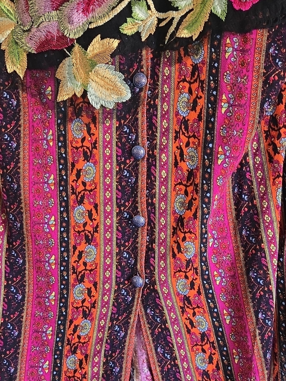 Aratta Silent Journey Button Down Long Sleeve Tunic With Embroidered Back Size S - Picture 5 of 5